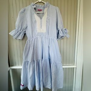 Simply Southern Blue and White Striped seersucker Midi Dress